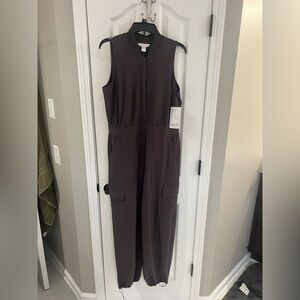 Athleta Brown/ Mauve Sleeveless Zip-Front Jumpsuit